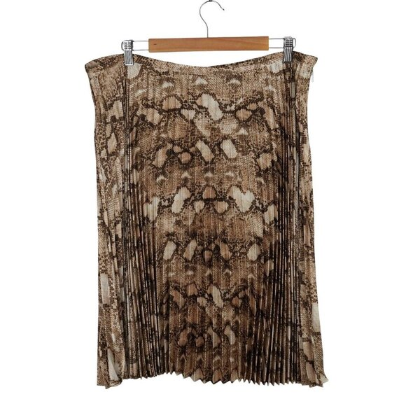 Lauren Ralph Lauren Animal Print A-Line Pleated Charmeuse Skirt Satin Size 16 - Picture 1 of 8